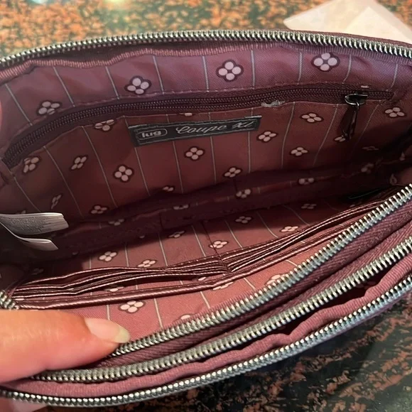 NWOT Lug Quilted Crossbody Bag, Plum Color, Double Zipper w/Strap - Picture 8 of 9